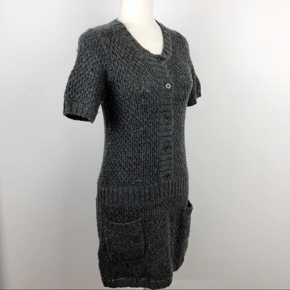 BCBGMaxzria Gray Wool Alpaca Blend Knit Sweater Dress Small - Picture 5 of 16